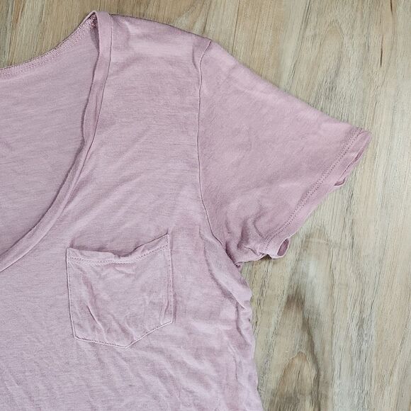 🐞Full Tilt Dusty Pink Short Sleeve Vneck Top Medium - Picture 6 of 11